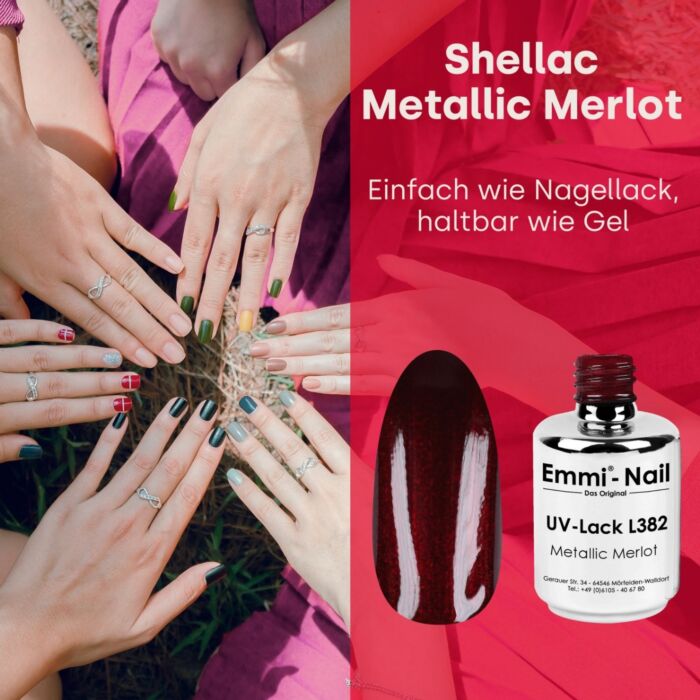 EMMI SHELLAC UV/LED málning METALLIC MERLOT -L382-